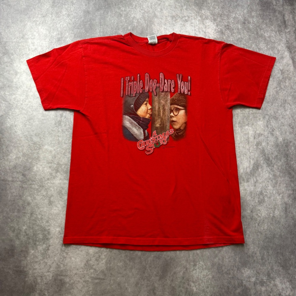 A Christmas Story T Shirt XL Red Fruit of the Loom I Triple Dog Dare You Graphic